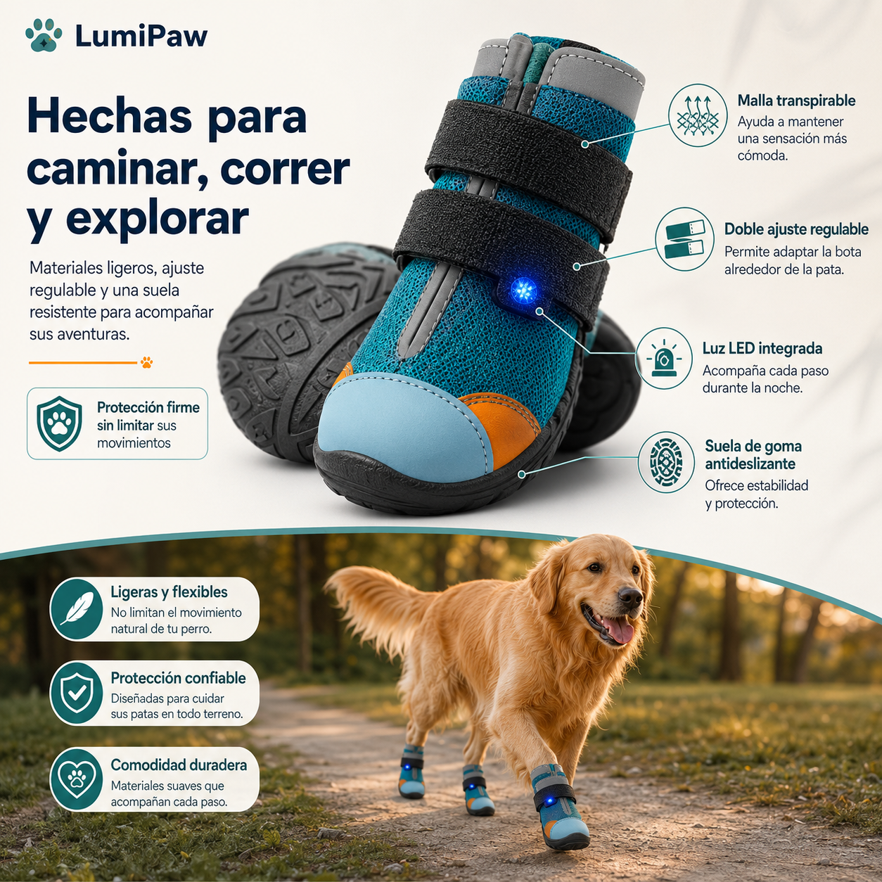 Zapatos LumiPaw™ con Luz LED para Perros